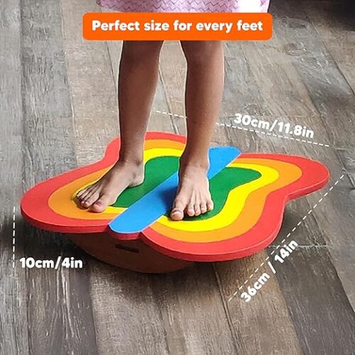 Shumee Wooden Butterfly Balance Board | Kids' Curvy Wobble Board for Indoors & Outdoors |